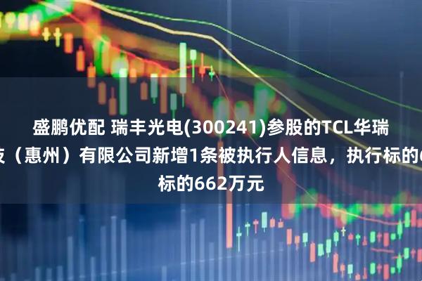 盛鹏优配 瑞丰光电(300241)参股的TCL华瑞照明科技（惠州）有限公司新增1条被执行人信息，执行标的662万元